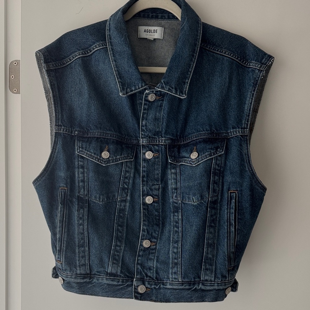 A Golde Dark Blue Denim Vest XL NEW